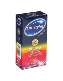 Prezervatīvi LifeStyles Ribbed 12 gab. kastite